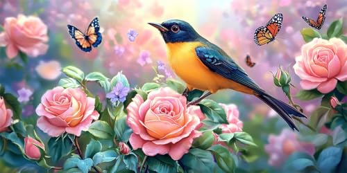 Ruohuo Vogel Diamond Painting Erwachsene Groß XXL 25x50cm,Blume Diamond Painting Zubehör Voll Set, 5D Eckige Diamond Art Painting Kinder Strass Stickerei Malerei Set für Zimmer Deko Wohnzimmer Gifts von Ruohuo