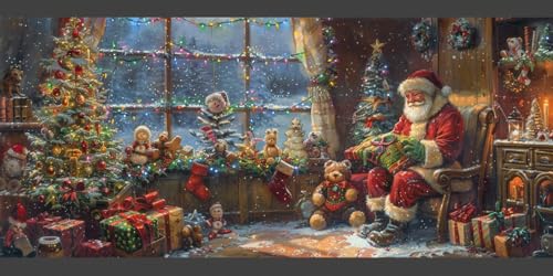 Weihnachten Diamond Painting Erwachsene Groß XXL 40x80cm,Weihnachtsmann Diamond Painting Zubehör Voll Set,5D Eckige Diamond Art Painting Kinder Strass Stickerei Malerei Set für Zimmer Deko Wohnzimmer von Ruohuo