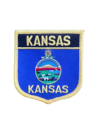 Ruoming 1 x Aufnäher mit Kansas-Flagge, zum Aufbügeln oder Aufnähen, bestickt, taktische Militär-Nationalstaatsflagge (Kansas) von Ruoming