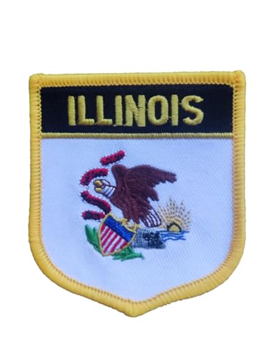 Ruoming 1 x Illinois-Flagge, zum Aufbügeln oder Aufnähen, bestickt, taktische Militär-Nationalstaatsflagge (Illinois) von Ruoming