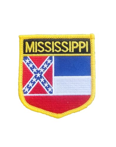 Ruoming 1 x Mississippi-Flagge, zum Aufbügeln oder Aufnähen, bestickt, taktische Militär-Nationalstaatsflagge (Mississippi) von Ruoming