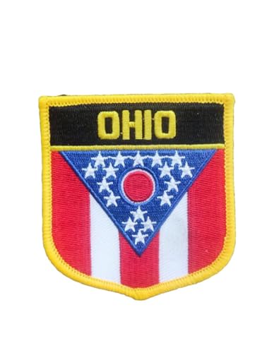 Ruoming 1 x Ohio-Flagge, zum Aufbügeln oder Aufnähen, bestickt, taktische Militär-Nationalstaatsflagge (Ohio) von Ruoming