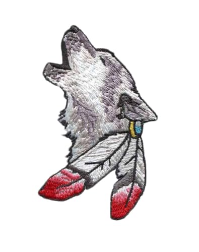 Ruoming 1 x Wolf Interessante Grafiken Patch bestickte Applikation zum Aufbügeln oder Aufnähen (5,6 x 9,1 cm) von Ruoming