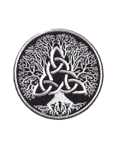 Ruoming 1 x Yggdrasil-Aufnäher, Motiv: Baum des Lebens, bestickt, zum Aufbügeln oder Aufnähen von Ruoming