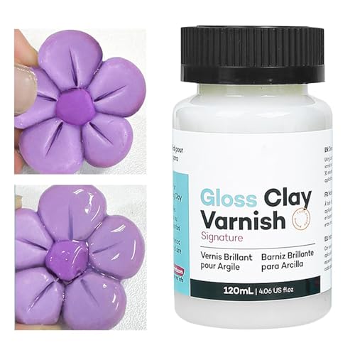 Air Dry Clay Gloss Varnish 120ml Firnis Für Polymer Clays Und Lufthärtenden Ton, Glasuren Für Ton Lufttrocknend, Glanzlack Für Modelliermasse, Hochglanz & Kratzfest & Wasserfest von Ruoptree