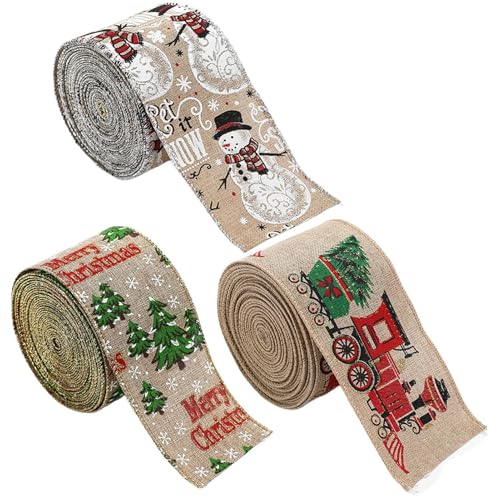 Geschenkband Weihnachtsband 2m Breit Geschenkband Weihnachten Geschenkband Weihnachte Christmas Ribbon Schleifenband Weihnachten Vintage Christmas Satinband Für Christmas Deko von Ruoptree