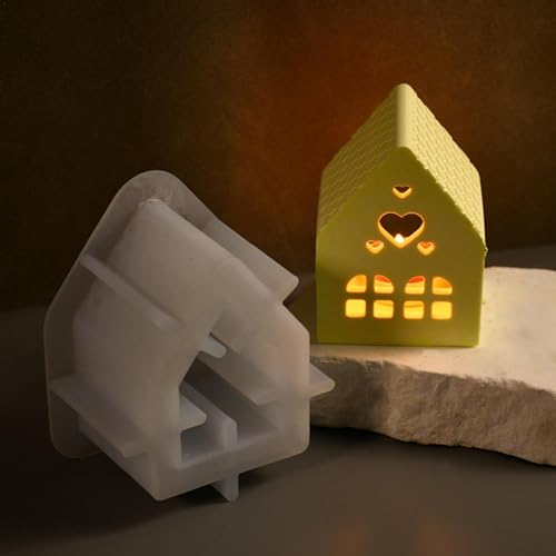 Silikonformen Gießformen Häuser, 3D Silikonform Haus Silikonform, Haus Silikonform, Kerzenlicht Haus, Weihnachten Haus Form, Kerzenhalter Silikonform Weihnachten Gießformen Silikon Gießform von Ruoptree