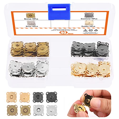 40 Sets Knopfverschlüsse Druckknöpfe Knopfverschluss zum Einnähen in Beutelverschluss runder Knopf für Kleidung Verschluss Handtasche Nähen DIY Basteln (14 mm) von Rustark