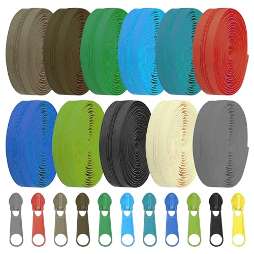 Rustark 33 Yards 11 Colors Sewing Zippers Set #3 Nylon Coil Zippers Tape with 110Pcs Zipper Sliders Colorful Zipper Set with Long Sliders for Sewing Crafts DIY Supplies von Rustark