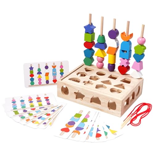 Passende Holzpuzzles, Farberkennungsblöcke | Holzperlen-Form-Sequenzierungsspielzeug für Kinder,Früherziehungsspielzeug in lebendigen Farben für Ostern, Kindertag, Weihnachten, Geburtstag von Ruwshuuk