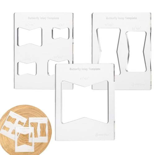 Ruwshuuk Bowtie Router Template Jig Kit 3X Acrylic Router Inlay - Transparent Parts with Clearly Marked Measurements, Accessories for Enhancing Scrapbooking von Ruwshuuk