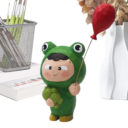 Ruwshuuk Froschpuppe Holzfigur – Desktop-Figur Home Statue Frosch Puppe | Feengarten Frosch Figur Hochzeit Mittelstücke Schnitzen Tier Dekoration für Arbeitszimmer, Esszimmer von Ruwshuuk