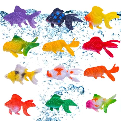 Ruwshuuk Goldfisch Figur - 12PCS Goldfischfiguren Fischtierspielzeug | Tierisches Meeresfischleben, gefälschte Fischdekoration, künstlicher Goldfisch, Goldfisch-gefälschte Fischornamentdekorationen von Ruwshuuk