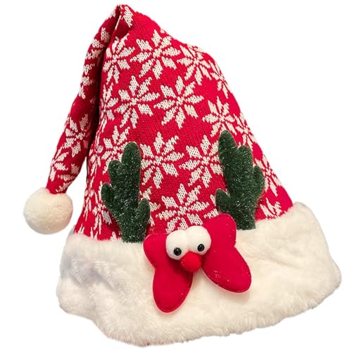 Ruwshuuk Süße Weihnachtsmütze für Kinder,Süße Weihnachtsmütze - Weihnachtsmütze mit Pailletten, rot, Weihnachtsmütze | Holiday Decor Unisex Hirschgeweih Weihnachtsmann Weihnachtstuch für Damen und von Ruwshuuk