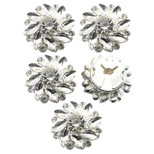 Ruyeiig Ausgefallene Knöpfe für Kleidung,Strassknöpfe für Kleidung, Ausgefallene Knöpfe Kleidung Schmuck, 5 x Blumenknopf-Hemdknopf-Clips, keine Nähknöpfe, dekorative Knöpfe für Anzug-Hemd-Accessoires von Ruyeiig