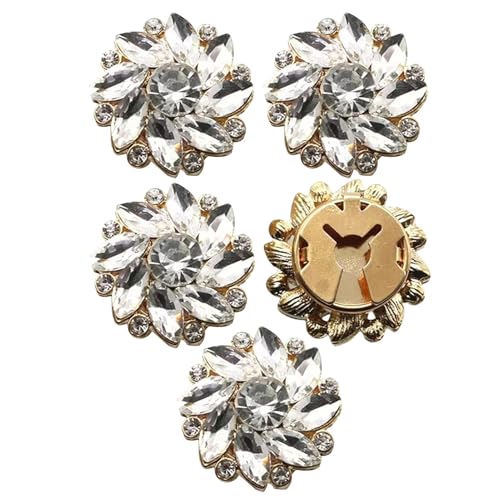 Ruyeiig Knopfüberzüge für Damenblusen, ausgefallene Knöpfe für Kleidung - Fancy Buttons Strass-Knöpfe-Abdeckung,5 x Blumenknopf-Hemdknopf-Clips, keine Nähknöpfe, dekorative Knöpfe für von Ruyeiig