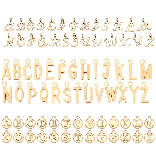 Ruzister 78 Stück Alphabet-Buchstabenanhänger, Großbuchstaben A-Z, DIY-Anhänger für Armbänder und Halsketten mit 100 Stück offenen Biegeringen zur Schmuckherstellung von Ruzister