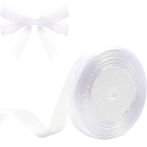 Ruzister Weißes, durchsichtiges Organzaband zum Verpacken von Geschenken, 1,6 cm, 45,7 m, Chiffonband für Blumensträuße, Bastelband für Hochzeiten, Kränze, Einladungen von Ruzister