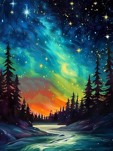 5D Diamond Painting Erwachsene Landschaft Diamant Painting Bilder Erwachsene, DIY Damond Painting Bilder Wand Dekor Daiments Painting Erwachsene Diamanten Painting (30x40cm) Sternenklarer Himmel von Rvhulwa