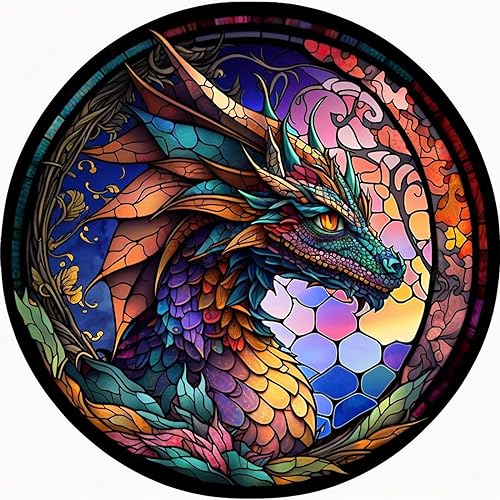 Rvhulwa 5D Diamond Painting Drache Diamant Painting Bilder Strass Buntglas Diamon Painting Erwachsene Full DIY Diamant Kunst Malerei Stickerei Set Kreuzstich Bilder Home Wand Dekor 35x35cm von Rvhulwa