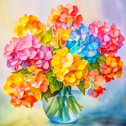 Rvhulwa 5D Diamond Painting Erwachsene Blume Diamant Painting Bilder Erwachsene, DIY Crystal Strass Stickerei Painting Diamon Painting Bilder Wand Dekor Hortensien Diamanten Painting 30x30cm von Rvhulwa