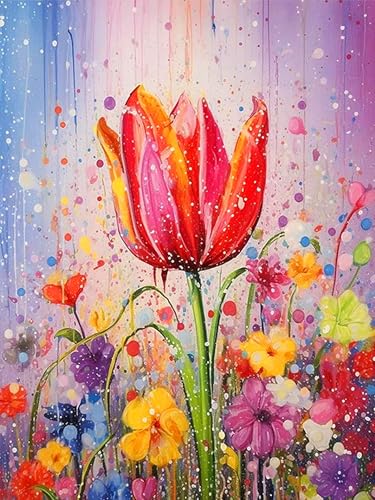 Rvhulwa 5D Diamond Painting Erwachsene Blume Diamant Painting Bilder Erwachsene, DIY Crystal Strass Stickerei Painting Diamon Painting Bilder Wand Dekor Tulpenblume Diamanten Painting 30x40cm von Rvhulwa