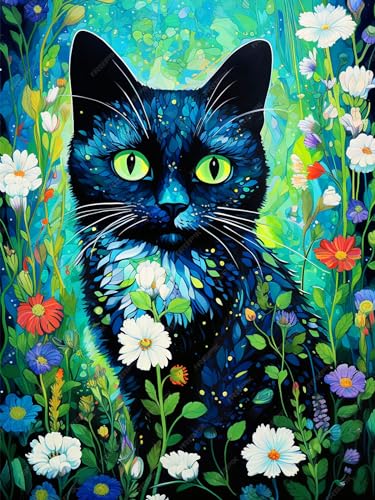 Rvhulwa 5D Diamond Painting Set Katzen Diamant Painting Bilder Kit für Erwachsene, DIY Crystal Strass Stickerei Painting Diamant Malerei Kit, Home Büro Wall Dekoration - Katzen/30x40cm von Rvhulwa