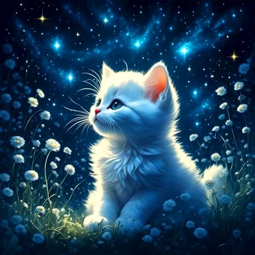 Rvhulwa 5D Diamond Painting Set Katzen Diamant Painting Bilder Kit für Erwachsene, DIY Crystal Strass Stickerei Painting Diamant Malerei Kit, Home Büro Wall Dekoration - Katzen/35x35cm von Rvhulwa