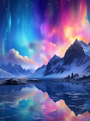 Rvhulwa Diamond Painting Erwachsene, Aurora Borealis Diamant Painting Bilder Erwachsene, DIY Damond Painting Bilder Wand Dekor Daiments Painting Erwachsene Diamanten Painting 30x40cm (Nachthimmel) von Rvhulwa