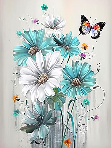 Rvhulwa Diamond Painting Erwachsene, Diamant Painting Bilder Erwachsene, DIY Damond Painting Bilder Wand Dekor Daiments Painting Erwachsene Diamanten Painting (kleine Blume Schmetterling) 30x40cm von Rvhulwa