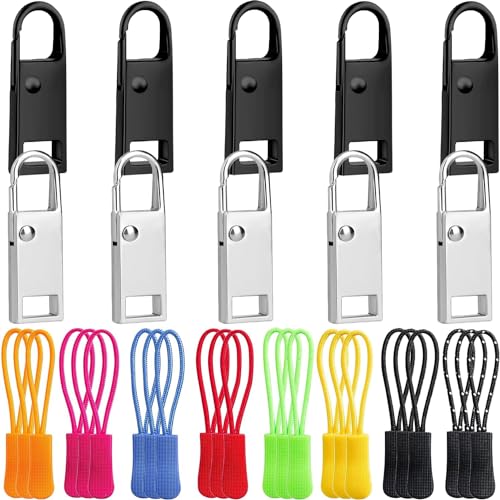 Reißverschluss Zipper Ersatz 34 Stück Universal Metall Reißverschluss Zipper Pulls Zip Extension Tag für Kleidung Rucksäcke Reisetasche Handtasche Geldbörse Zelte von Rwekdza