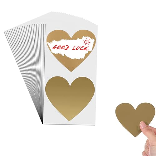 50 Stück Herz Rubbelaufkleber, 70x80mm Scratch off Sticker für Rubbelkarte, Überraschung, Goldenes Ticket, Rubbel Sticker, Weihnachten von Rwoythk