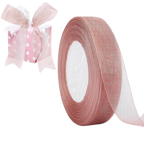 Rwoythk Silberbraunes Organzaband, 2 cm Organza-Chiffonband, dickes Band, für Geschenkverpackungen, Haarschleifen, Kuchen, Kranzschleifen, Hochzeitsdekoration, DIY Handwerk von Rwoythk