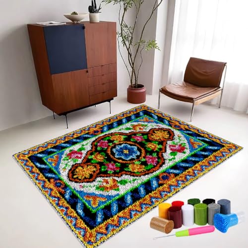 RxiBeFuw Teppich Knüpfen Set 130 x 150 cm Knüpfteppich Zum Selber KnüPfen Mit Bedruckter Leinwand Tapisserie Teppich Knüpf-Sets Knüpfkissen KnüPfen Set für Erwachsene Teppich-Bastelset für Erwachsene von RxiBeFuw