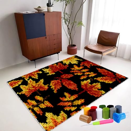 RxiBeFuw Teppich Knüpfen Set 80 x 115 cm Knüpfteppich Zum Selber KnüPfen Mit Bedruckter Leinwand Tapisserie Teppich Knüpf-Sets Knüpfkissen KnüPfen Set für Erwachsene Teppich-Bastelset für Erwachsene von RxiBeFuw