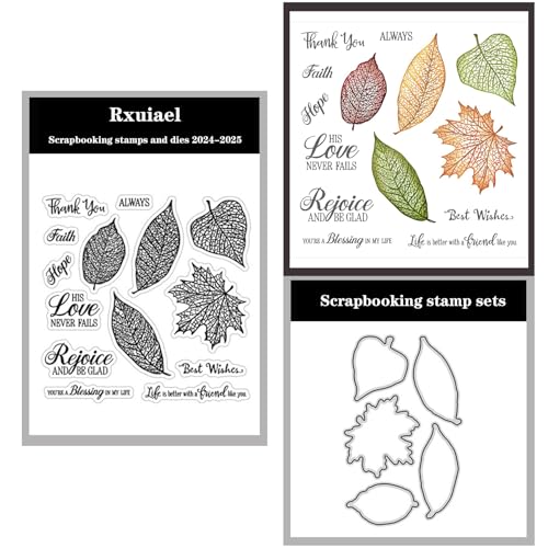 Rxuiael Briefmarken- und Stanzformen-Sets für Kartenherstellung 2024–2025, Scrapbooking, Thanksgiving-Stempel, Weihnachtsstempel, Stanzschablonen, Kartenbastel-Stempel, 2024–2025, Stempel und von Rxuiael