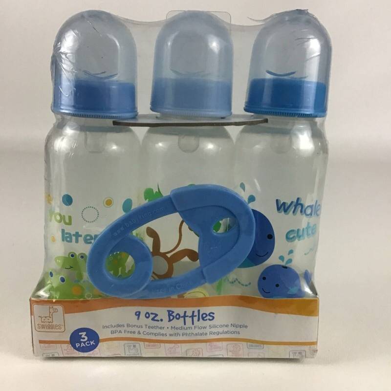 Swiggles Baby Bundle 9 Unzen Flaschen Sicherheitsnadel Beißringe Tiere Medium Flow Neu von RyansmisfittoysCo