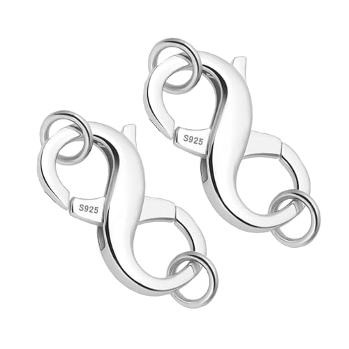 Ryaupy 2stk Karabiner Verschluss Silber, 925 Sterling Silber Armbandverschluss Halskettenverschluss Silber für Heimwerker Schmuck Herstellung und Reparatur Lobster Clasp Hummer (16mm) von Ryaupy