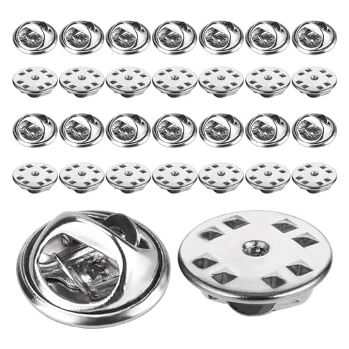 Ryaupy 30 Stück Verschlussstifte Metall Pin Keepers Rücken Lock Verschluss für Schmuck Brosche Pins Namensschild Basteln DIY, (Silber Farbe, 11.5mm) von Ryaupy