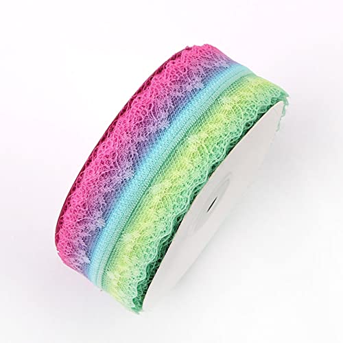 RybdaFDc Spitzenbesatz, 5 Yards, buntes Spitzenbesatzband, regenbogenbesticktes Spitzenband, dekoratives Band for DIY-Kunsthandwerk, Schleifenherstellung(9,25mm x 5 Yards) von RybdaFDc