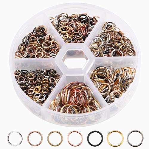 Rybtd 970 Stück Biegeringe Offene Spaltringe 4/5/6/7/8/10mm Sprung Ringe Gemischte Jump Rings für Schmuckherstellung DIY Halsketten kettenanhänger(6 Größen, 7 Farben) von Rybtd