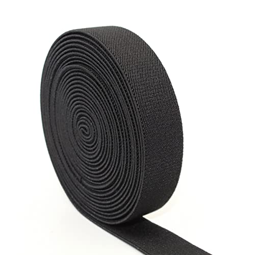 Elastisches Nähband, 2,5 cm x 4,5 m, schwarz, doppelseitig, Köper, gewebt, elastisch von Rydowenna