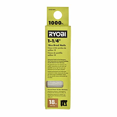 Ryobi 1000 Stück 3,8 cm 18 GA Nägel, Silber, Innenbereichsanwendungen, leichte Holzarbeiten von Ryobi