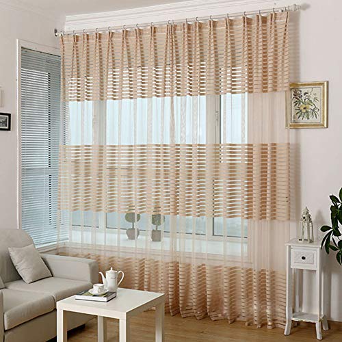 Rysmliuhan Shop gardinen kräuselband vorhänge grau Net vorhänge Moderne Voile Panels Vorhänge für Wohnzimmer Vorhänge für Windows für Wohnzimmer 100X270,Khaki von Rysmliuhan Shop