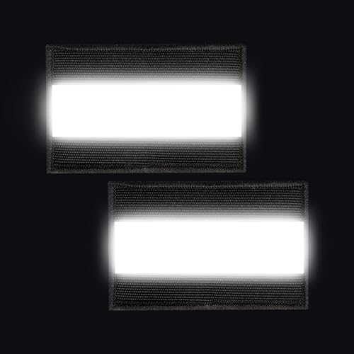 Ryvera Reflektierende Sicherheitsflicken, 2Pcs Reflektor Patch Klett, Reflektierende Patches Klett Leuchtend Reflektierender Aufnäher Reflektorband für Nachtsport,Arbeitskleidung,Regenjacken,Wanderer von Ryvera