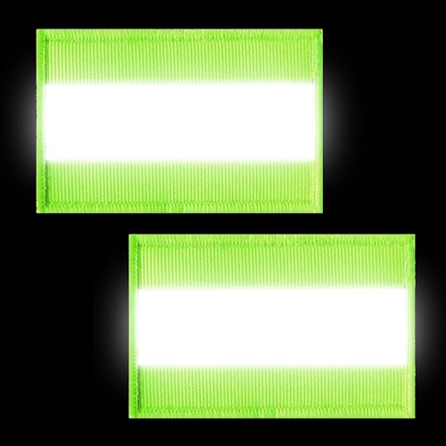 Ryvera Reflektierende Sicherheitsflicken, 2Pcs Reflektor Patch Klett, Reflektierende Patches Klett Leuchtend Reflektierender Aufnäher Reflektorband für Nachtsport,Arbeitskleidung,Regenjacken,Wanderer von Ryvera