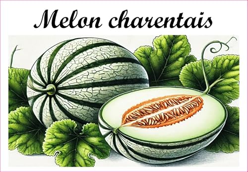 Melon-Charentais Vinyl-Etiketten für Konserven, 52 x 75 mm, 12 Stück, hausgemacht von S A F I R M E S