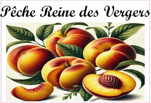 Pêche-Reine-des-Vergers Vinyl-Etiketten für Konserven, 52 x 75 mm, 12 Stück, selbstgemachte Marmelade von S A F I R M E S