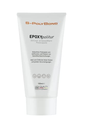 S-Polybond® Polierpaste für Epoxidharz |Epoxy Resin Politur in Profi Qualität |modifizierte Polierkörner | entfernt Mattierungen & Kratzer | Hochglanz Finish für Epoxy 150ml von S-Polybond