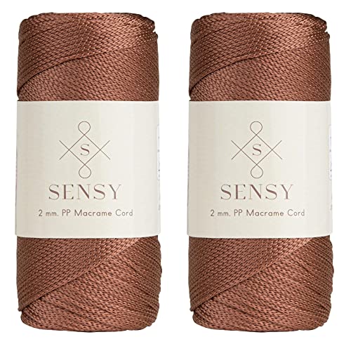 2 Garnstrange Sensy Premium 2 mm 230 Meter Polyester-Seil, 100% Polypropylen-Kordel Makramee-Kordel 2 mm Häkeltasche Kordel Makramee Seil Häkelgarn Geschenk für Strickwaren (Kupfer) von S SENSY